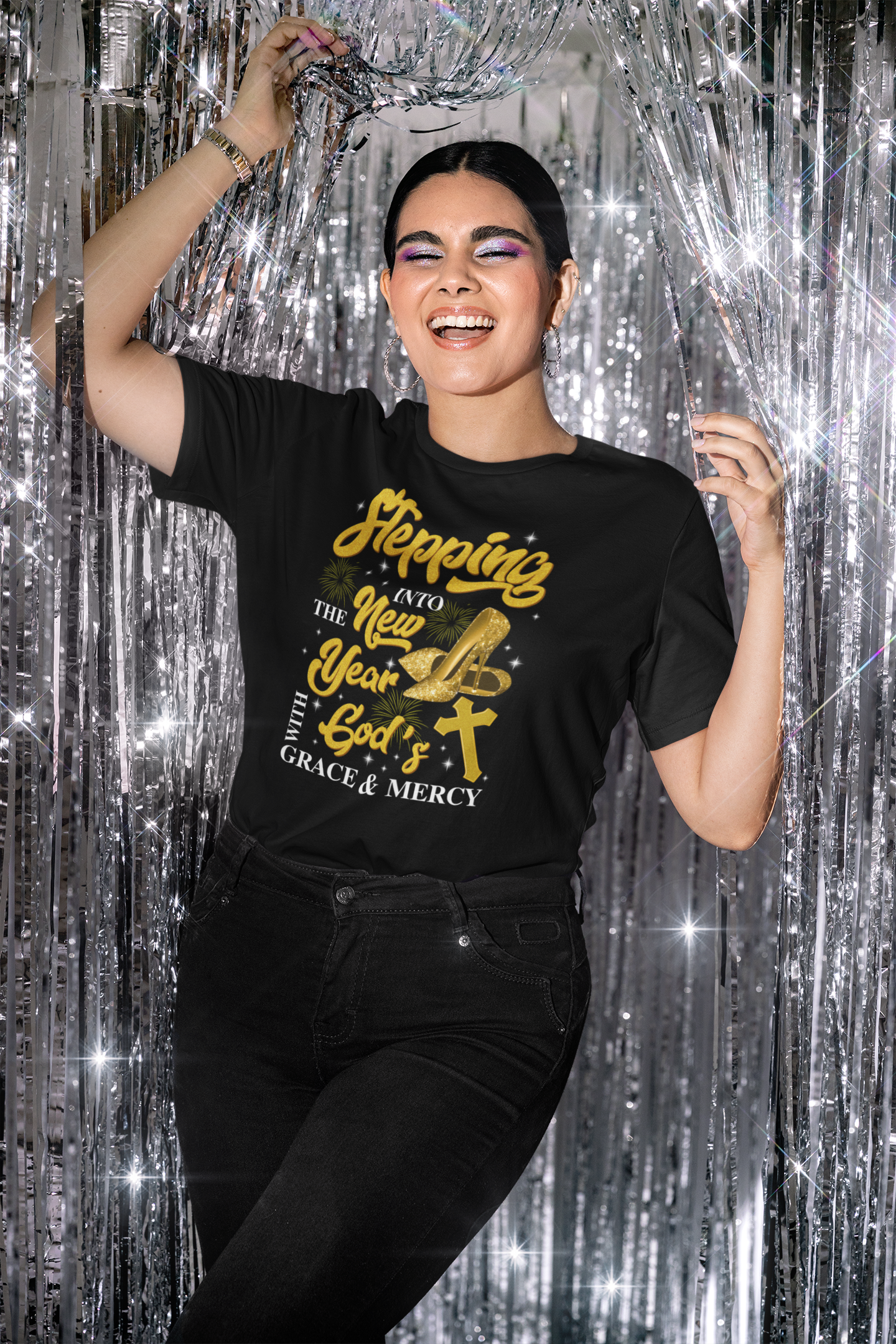 Stepping Into the New Year T-Shirt • Christian New Year Faith Shirt • God’s Grace & Mercy Tee • Inspirational Religious Graphic Tee for Women