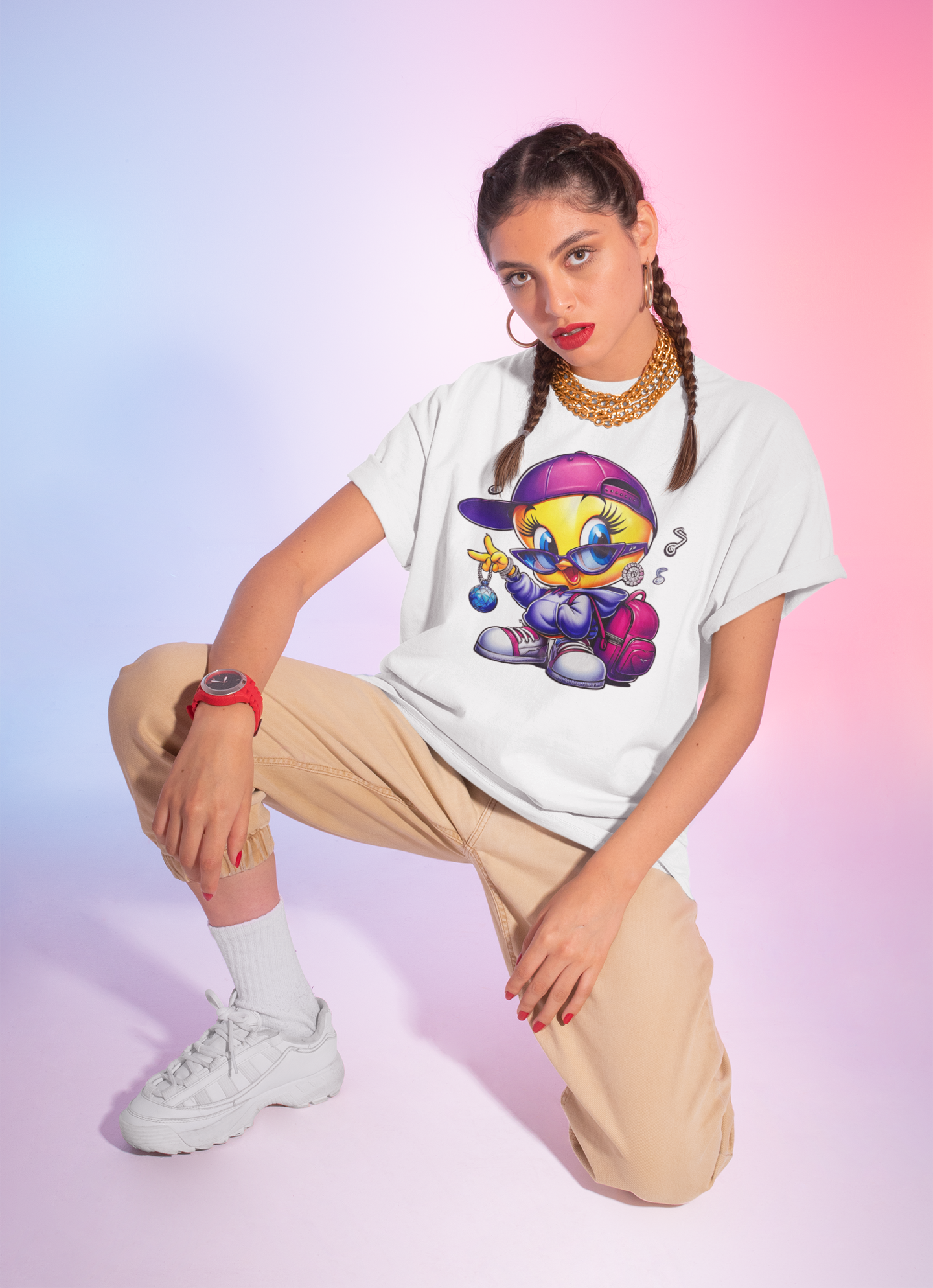 Cute Streetwear Cartoon T-shirt – Hip Hop Bird Graphic Unisex Shirt