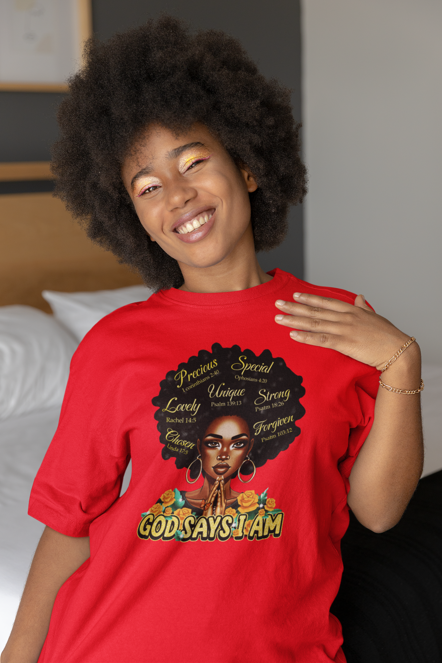 God Says I Am Christian T-Shirt • Inspirational Black Woman Faith Shirt • Bible Verse Scripture Tee • Spiritual Affirmation Shirt • Women of Faith Gift