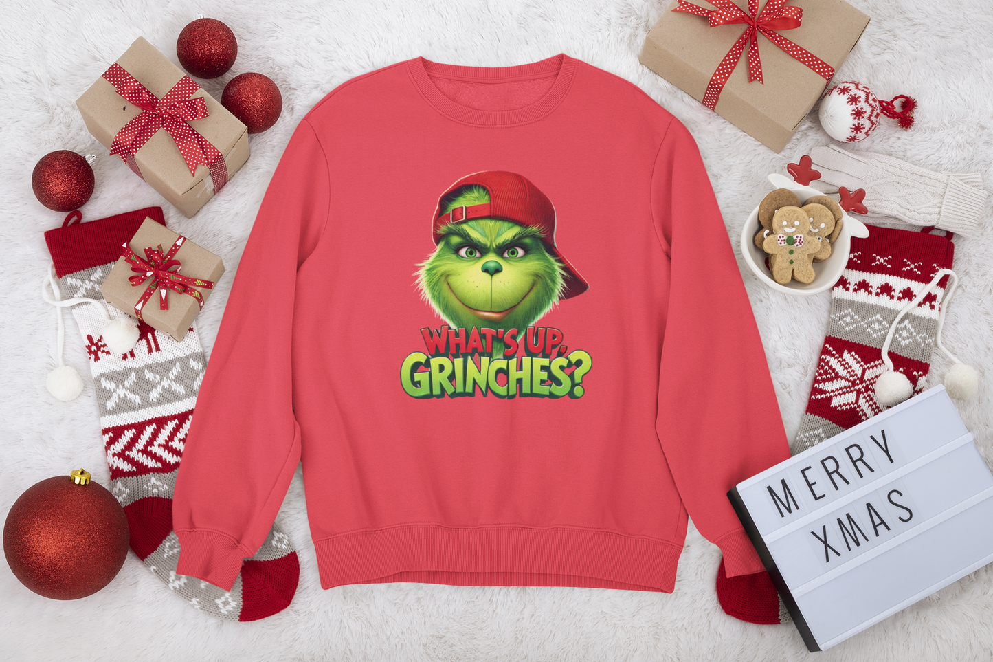 “What’s Up Grinches” Christmas Sweatshirt | Cozy Holiday Pullover