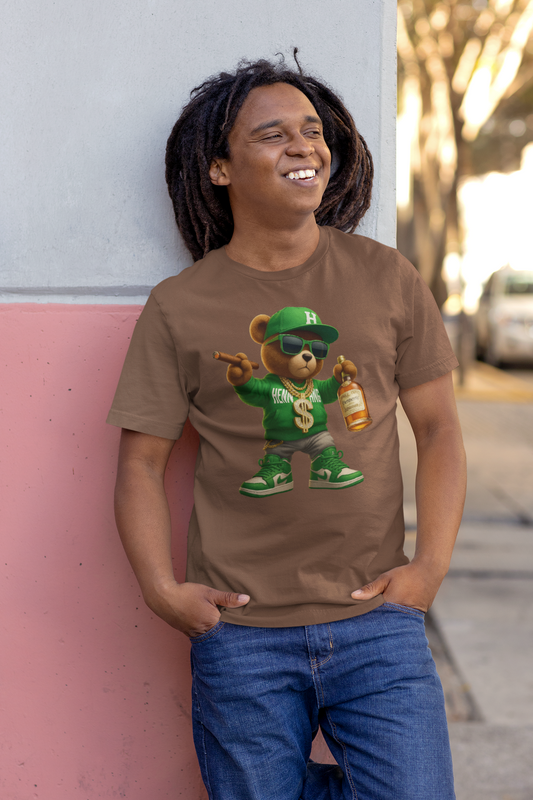 Hustle Bear Graphic T-Shirt • Money Mindset Streetwear Tee • Luxury Hustler Apparel • Motivational Urban Fashion