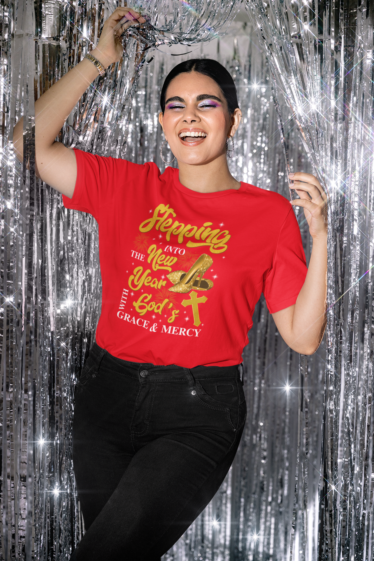 Stepping Into the New Year T-Shirt • Christian New Year Faith Shirt • God’s Grace & Mercy Tee • Inspirational Religious Graphic Tee for Women
