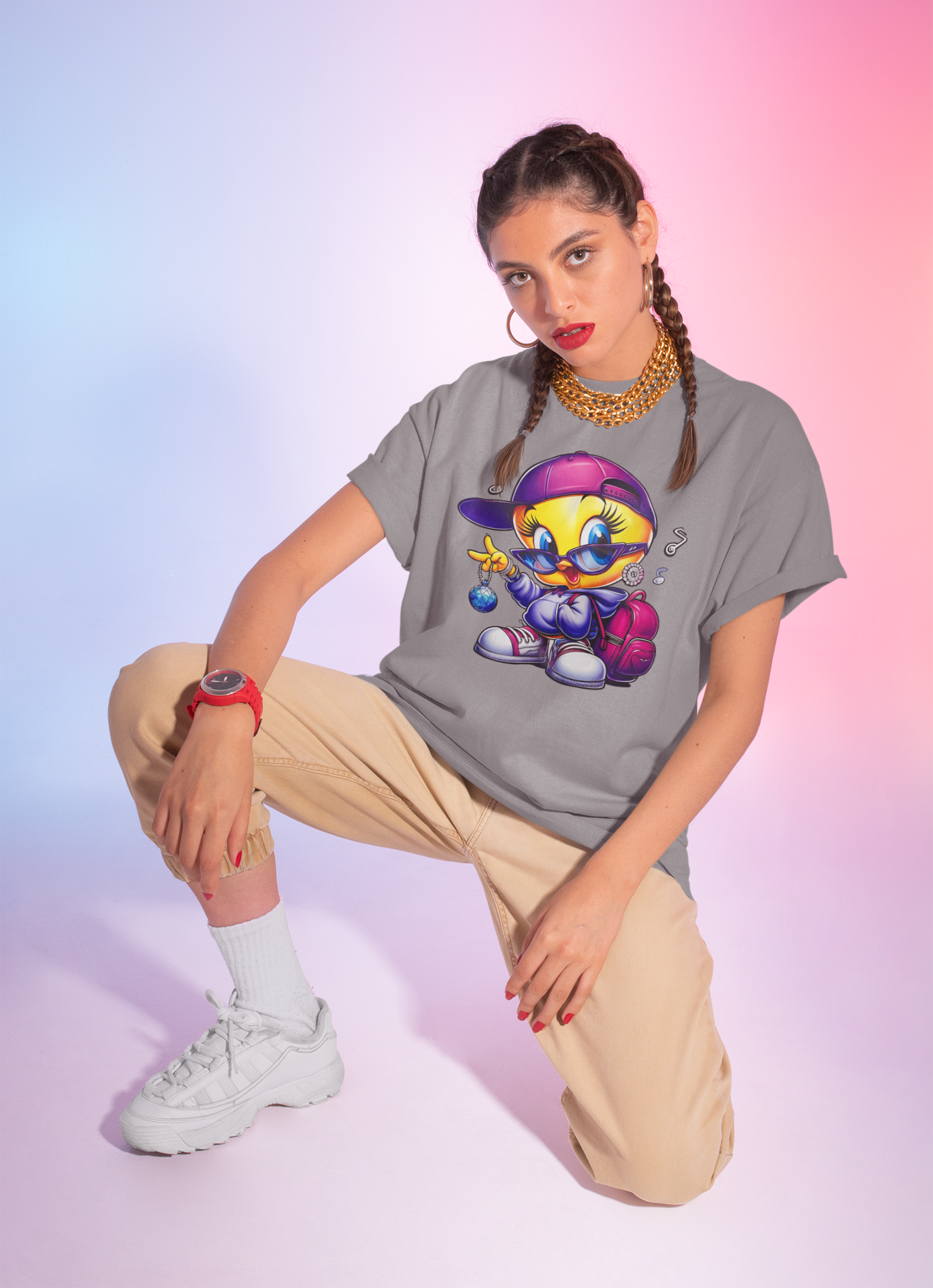 Cute Streetwear Cartoon T-shirt  – Hip Hop Bird Graphic Unisex Shirt