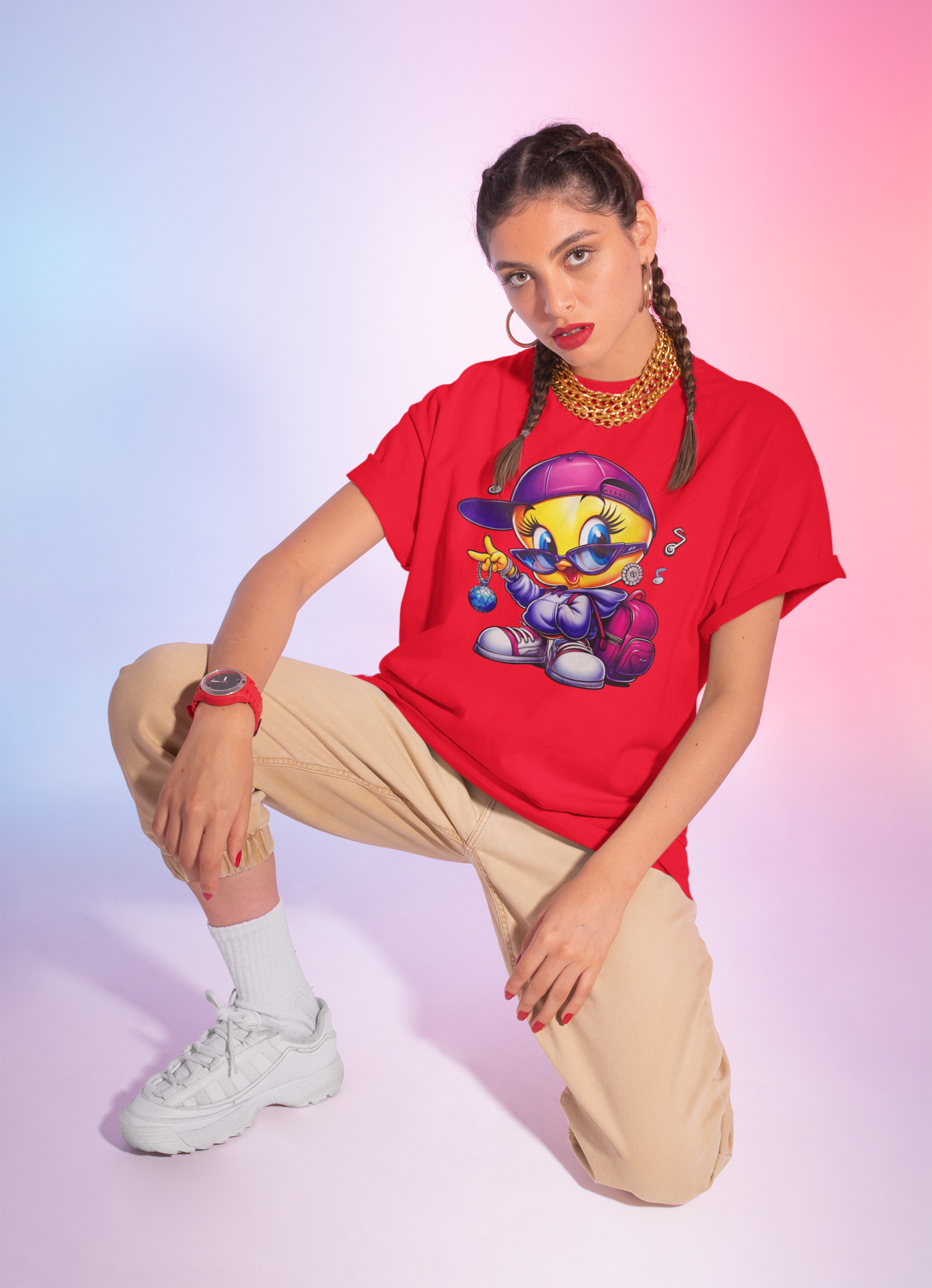 Cute Streetwear Cartoon T-shirt  – Hip Hop Bird Graphic Unisex Shirt