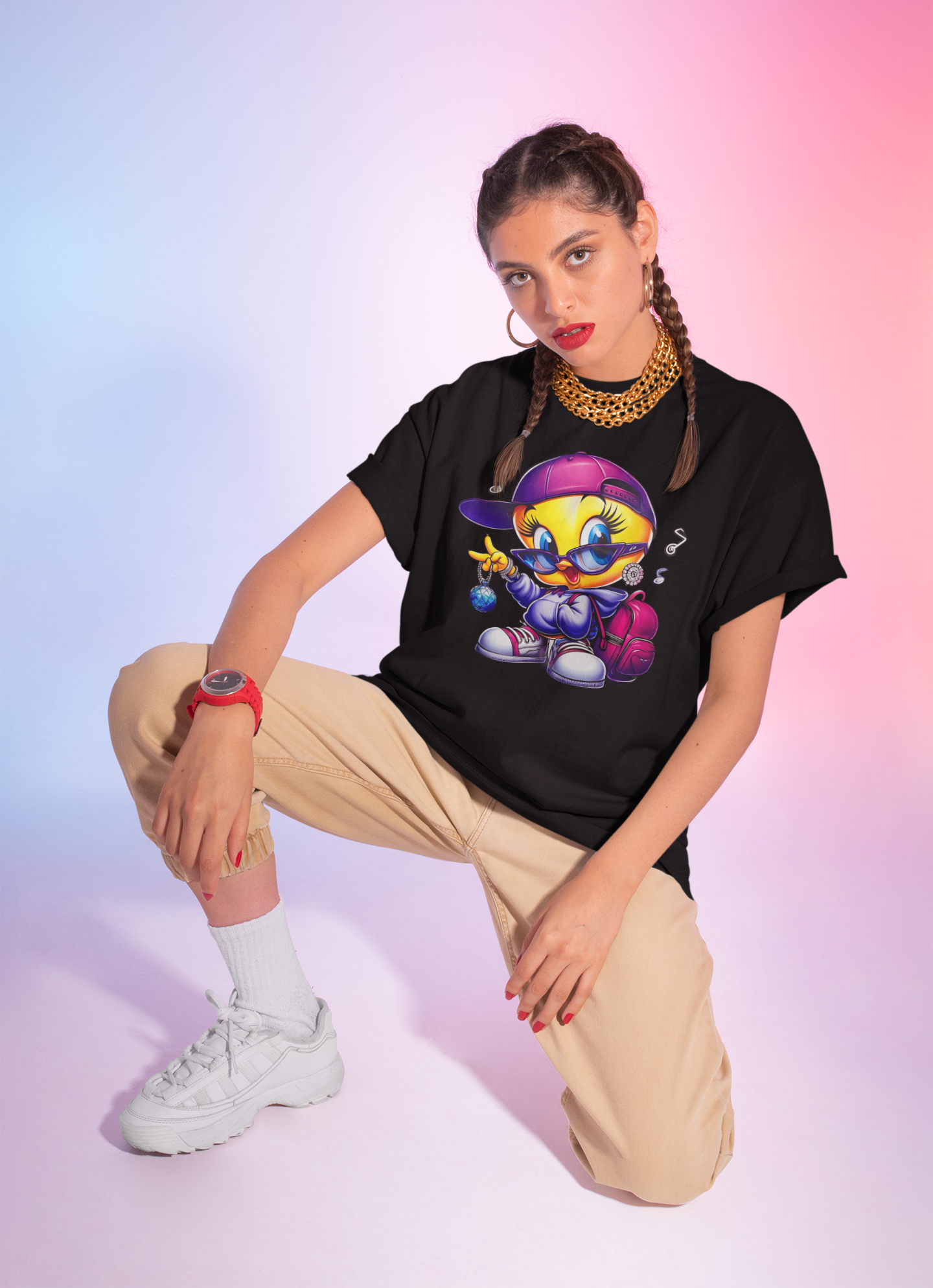 Cute Streetwear Cartoon T-shirt  – Hip Hop Bird Graphic Unisex Shirt