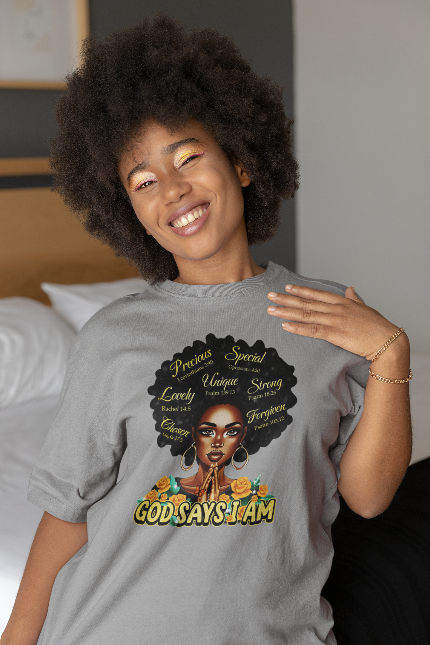 God Says I Am Christian T-Shirt • Inspirational Black Woman Faith Shirt • Bible Verse Scripture Tee • Spiritual Affirmation Shirt • Women of Faith Gift