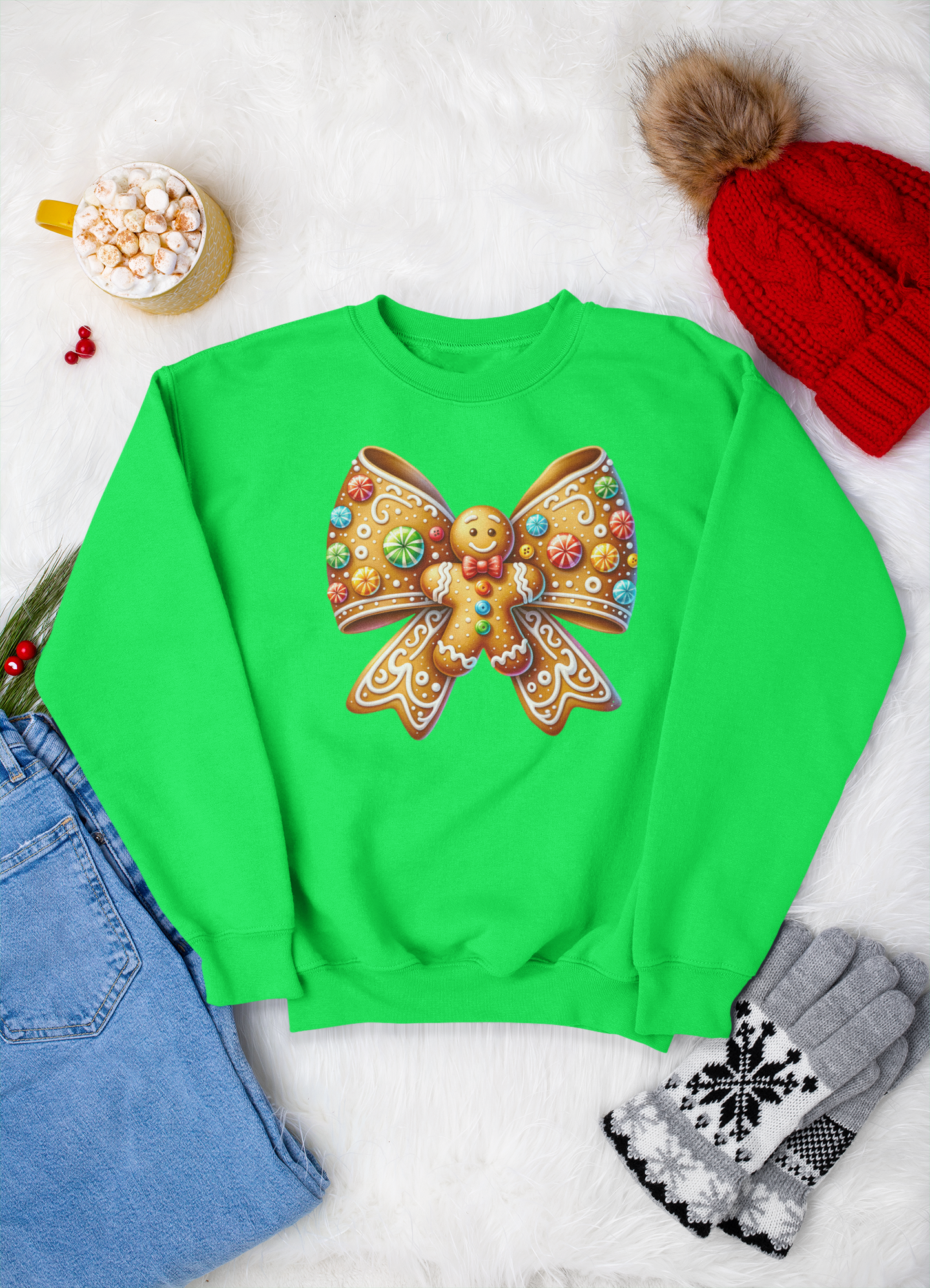 Gingerbread Cookie Bow Sweatshirt | Cute Christmas Pullover