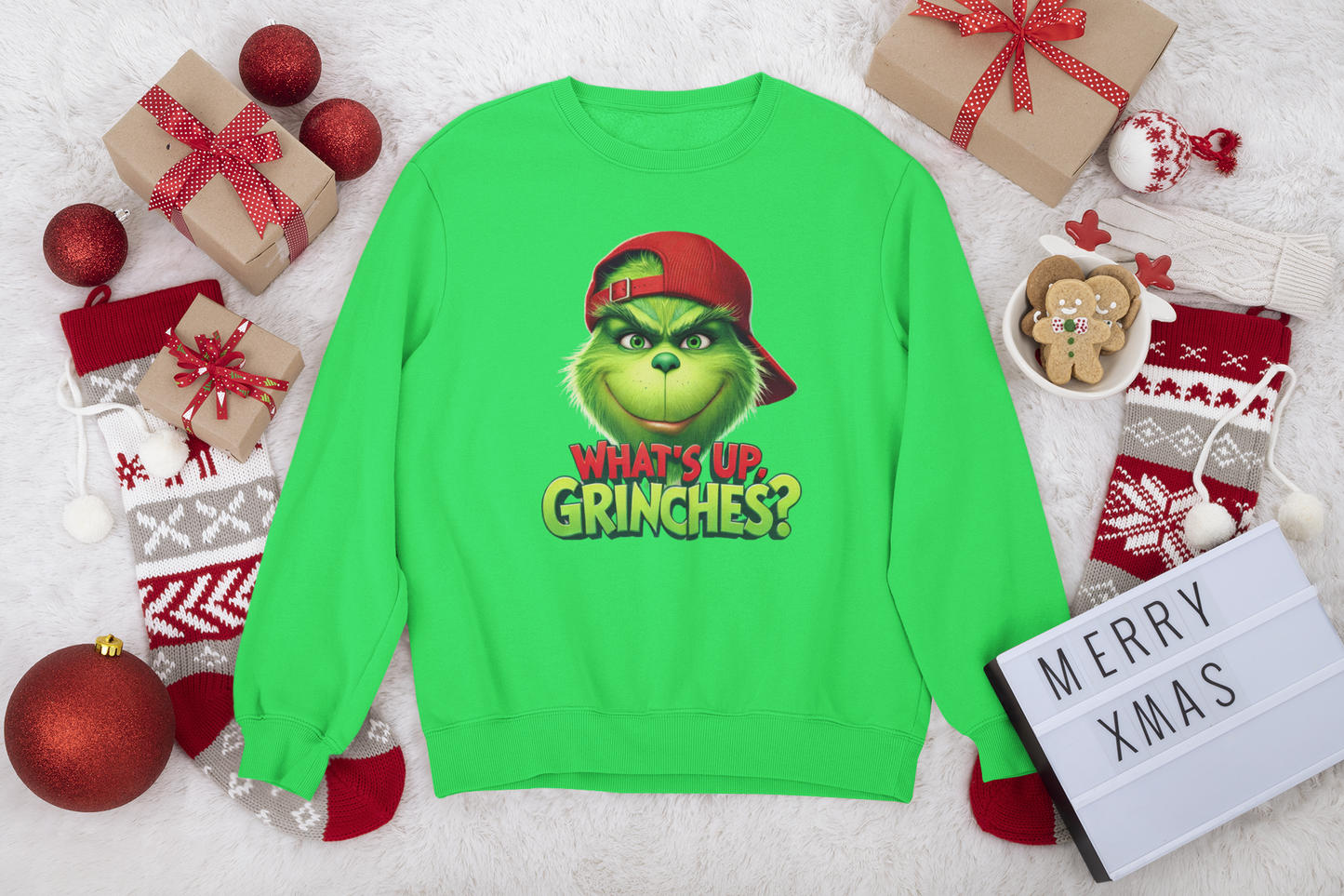“What’s Up Grinches” Christmas Sweatshirt | Cozy Holiday Pullover