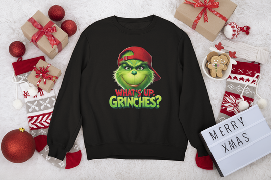 “What’s Up Grinches” Christmas Sweatshirt | Cozy Holiday Pullover