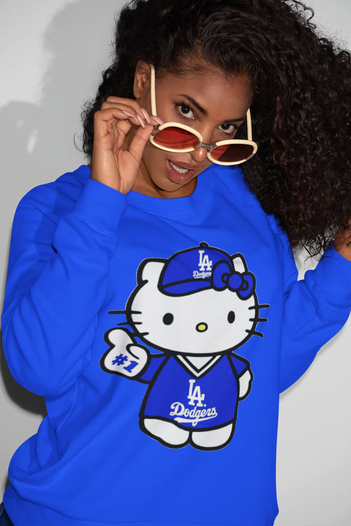 Hello Kitty x Dodgers Inspired Unisex Sweatshirt • Cute LA Baseball Fan Pullover • Cozy Graphic Hoodie