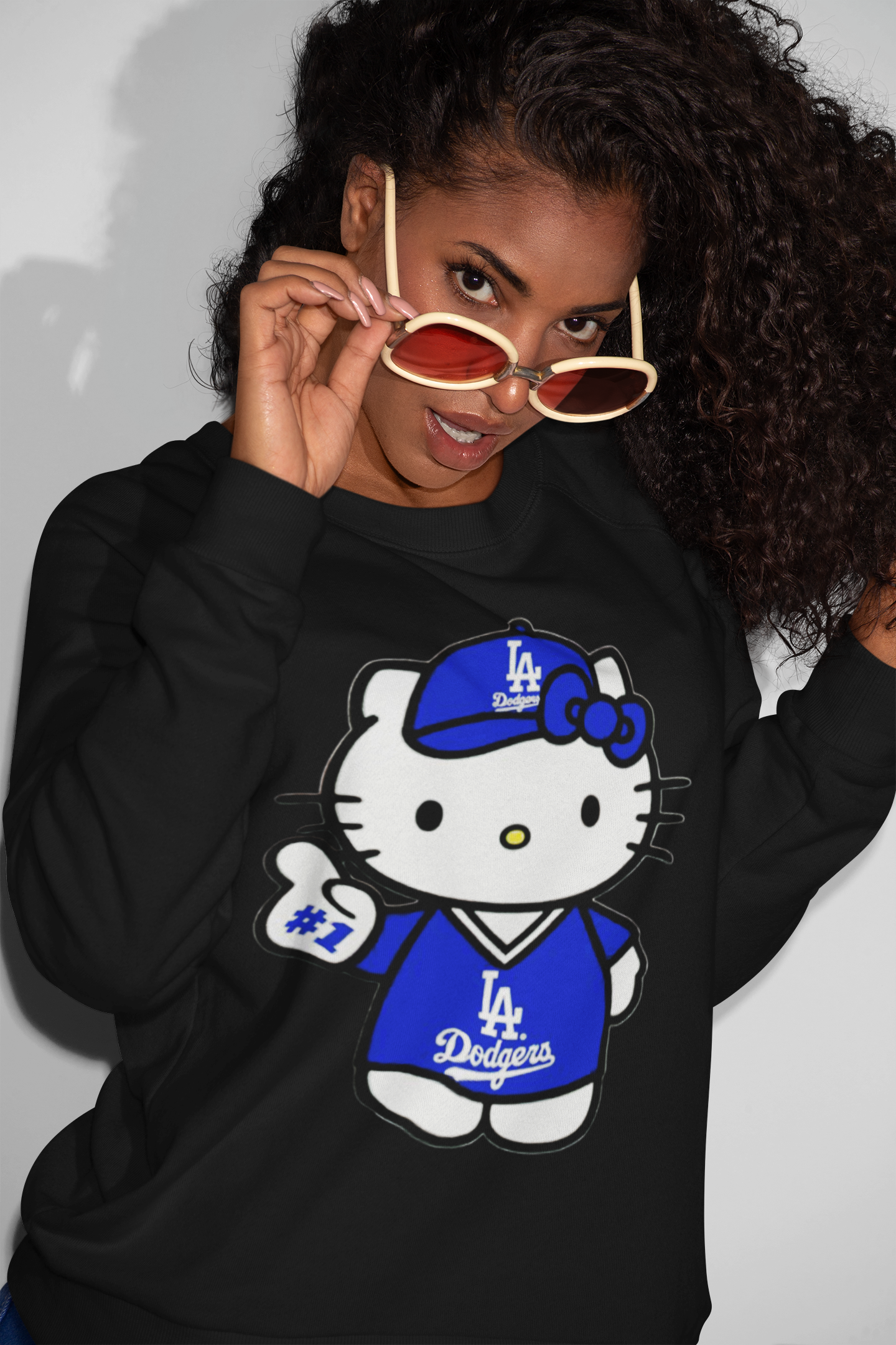 Hello Kitty x Dodgers Inspired Unisex Sweatshirt • Cute LA Baseball Fan Pullover • Cozy Graphic Hoodie